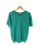 ドレスキップ DRESKIP プルオーバー ニット 半袖 ボタン 無地 グリーン サイズM QQQ