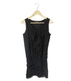 ヴィヴィアンタム VIVIENNE TAM ワンピース チュニック ひざ丈 ノースリーブ Vネック フリル レース 無地 ブラック サイズ0 QQQ