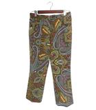 イタリヤ 伊太利屋 パンツ ロング ビジュー ペイズリー 総柄 サイズ9  カーキ 系 QQQ