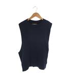 エレンディーク ELENDEEK ニット サイド プリーツ ベスト ノースリーブ 無地 アシンメトリー サイズF ネイビー QQQ