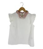 プルオーバー シャツ ブラウス 半袖 フリル 装飾 アクセサリー ホワイト サイズF QQQ