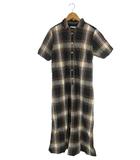 サニークラウズ Sunny Clouds ワンピース 半袖 チェック ハーフボタン ロング サイズ M ブラウン 系 QQQ