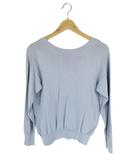 ビームスハート BEAMS HEART プルオーバー ニット ラウンドネック 長袖 リブ バックリボン 無地 ブルー系 QQQ