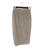 スカート ミモレ丈 タイト ゴムウエスト コーデュロイ 無地 グレージュ QQQ