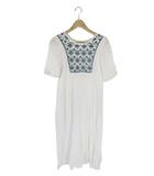 レトロガール RETRO GIRL ワンピース 半袖 ミモレ丈 刺繍 ホワイト サイズF QQQ