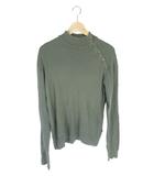 プルオーバー シャツ ハイネック 長袖 ボタン 無地 カーキ QQQ