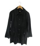 コート ステンカラー ボタン シングル スエード地 無地 ブラック サイズS QQQ