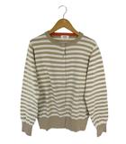 ビームスハート BEAMS HEART カーディガン ニット セーター クルーネック 長袖 ボタン ボーダー ブラウン ホワイト QQQ