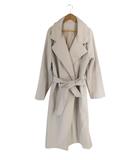 チェスター コート リボン ベルト 無地 ロング ベージュ QQQ