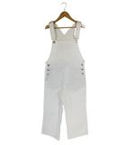 オーバーオール サロペット デニム パンツ ストレート ロング 無地 ホワイト サイズL QQQ