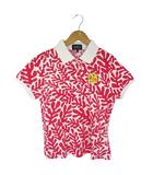 プルオーバー ポロシャツ 半袖 ゴルフ スポーツ ウェア ロゴ 総柄 ピンク ホワイト サイズ0 QQQ