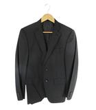 タケオキクチ TAKEO KIKUCHI テーラード ジャケット スーツ シングルブレスト 無地 ストライプ ブラック サイズ2 QQQ