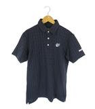 プルオーバー ポロシャツ 半袖 ゴルフ スポーツ ウェア 格子柄 ロゴ ワンポイント 刺繍 ネイビー サイズ3 QQQ