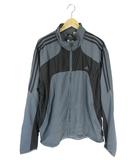 アディダス adidas ウィンドブレーカー ナイロン ジャケット ジップアップ スポーツ ウェア ワンポイント グレー系 ブラック サイズXL QQQ