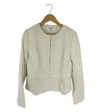 ナチュラルビューティーベーシック NATURAL BEAUTY BASIC ジャケット ノーカラー フォーマル ベージュ Sサイズ QQQ