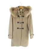 ルスーク Le souk アウター ダッフル コート ロング ファー フード 無地 ブラウン サイズ38 QQQ