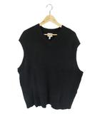 エイチ&エム H&M プルオーバー ニット ベスト ノースリーブ リブ 無地 ブラック サイズXL QQQ