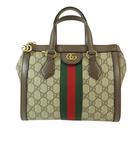 グッチ GUCCI オフィディア GG スモール トートバッグ ハンドバッグ 2WAY ショルダーバッグ PVC レザー  547551 カーキベージュ モカブラウン レッド QQQ
