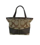 10123 シグネチャー ハンド バッグ トート バッグ キャンバス チャーム付き ベージュ ☆AA★ QQQ