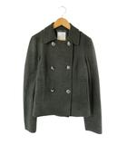 クミキョク 組曲 KUMIKYOKU ジャケット 前開き ボタン ウール 長袖 無地 ティアード サイズ2 カーキグレー QQQ