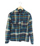 ザラ ZARA カバーオール ジャケット 胸ポケット ボタン チェック ブルー系 サイズM QQQ