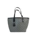 トート バッグ ハンド レザー調 幾何学模様 総柄 ブラック QQQ