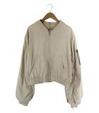 ジェイダ GYDA ジャケット ブルゾン 長袖 シャーリング スリーブ ジップアップ 無地 サイズF ベージュ QQQ