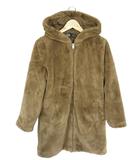 ザラ ZARA ファー コート ジャケット ジップアップ フード 無地 ブラウン サイズM QQQ