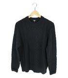 ユニクロ UNIQLO プルオーバー ニット セーター 長袖 編み込み リブ 無地 ブラック サイズM QQQ