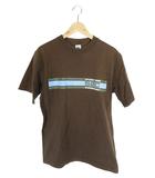 ステューシー STUSSY OLD 90s プルオーバー Tシャツ 半袖 プリント ワンポイント ブラウン サイズL QQQ