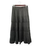 プリーツ ロング スカート 無地 ベロア ウエストゴム サイズ 13 グレー カーキ系 QQQ