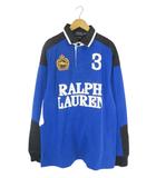 ポロ バイ ラルフローレン Polo by Ralph Lauren ラガーシャツ 長袖 刺繍 ワッペン ブルー ブラック Lサイズ QQQ