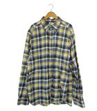 シャツ ネルシャツ 前開き 長袖 チェック サイズ XL 黒イエロー ブルー QQQ