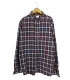 シャツ ネルシャツ 前開き 長袖 チェック サイズ XL ネイビーグレー ブラウン QQQ