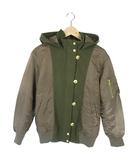 バーバリーブルーレーベル BURBERRY BLUE LABEL フライト ジャケット MA-1 中綿 ジップアップ ボタン フード 無地 カーキ サイズ38 国内正規 QQQ