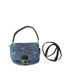 コーチ COACH ソフト タビー ショルダー トート 2way バッグ  鞄 チェリー 柄  エンブロイダリー ブルー系 QQQ ☆AA★