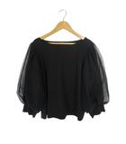 ブラウス ボートネック 七分袖 チュール スリーブ サイズ 40 黒  QQQ
