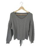 アクシーズファム axes femme プルオーバー ニット セーター 長袖 ケーブル リボン レース 無地 グレー サイズM QQQ