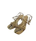 サンダル ストラップ 蛇柄 パイソン柄 ハイヒール サイズ37 ベージュ QQQ