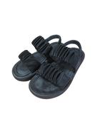 サンダル 無地 ギャザー サイズ37 黒 QQQ