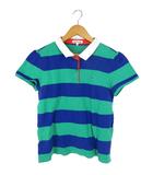 ラコステ LACOSTE ポロシャツ ラガー 半袖 ボーダー ロゴ 刺しゅう サイズ 42 グリーン ネイビー QQQ