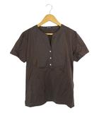 アクアスキュータム AQUASCUTUM ブラウス Vネック ボタン タック 半袖 ブラウン QQQ