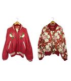 ピンクハウス PINK HOUSE スカジャン リバーシブル 2Way キルティング 刺しゅう 花 柄 レッド 赤 QQQ