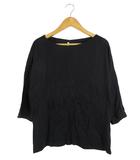 ヒロココシノ HIROKO KOSHINO カットソー 七分袖 パイピング サイズ 40 黒 QQQ
