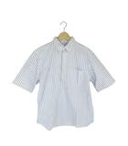 ユニクロ UNIQLO プルオーバー シャツ 半袖 ハーフボタン ストライプ ブルー ホワイト サイズL QQQ