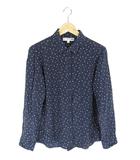 ユニクロ UNIQLO × イネスドラフレサンジュ INES DE LA FRESSANGE シャツ 長袖 ボタン ドット ネイビー サイズL QQQ