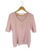 ピンクハウス PINK HOUSE カーディガン ニット セーター 半袖 ボタン アクセサリー 装飾 ピンク QQQ