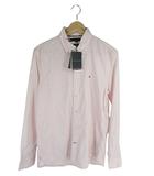 トミーヒルフィガー TOMMY HILFIGER THFLEX SLIM FIT シャツ 長袖 ボタン ストライプ ピンク ホワイト サイズS QQQ