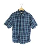 ユニクロ UNIQLO シャツ 半袖 ボタン チェック ブルー系 サイズXL QQQ