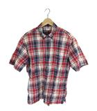 ユニクロ UNIQLO シャツ 半袖 ボタン チェック レッド サイズXL QQQ
